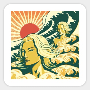 Japanese Surfers Sticker